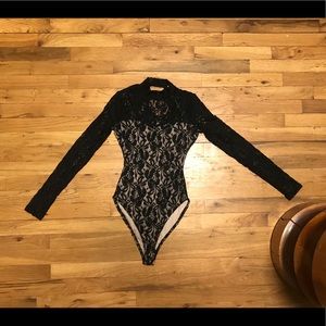 Black/ Nude Lace Bodysuit